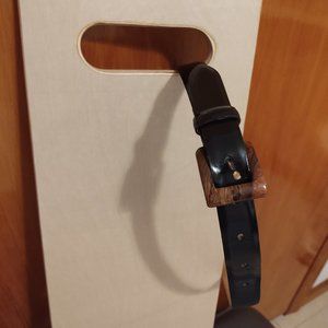 Women Italian Made Leather Black Belt